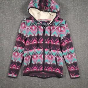 American Eagle Womens Small Aztec Printed Polar Fleece Hoodie Full Zip Jacket - Picture 1 of 11