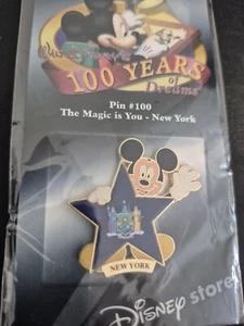 NOC OLD LE Disney Pin 100 Years of Dreams New York State Flagge Mickey Mouse - Bild 1 von 2