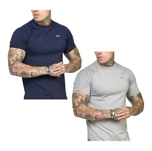 SikSilk Mens Gym Stretch Muscle Round Neck T-Shirt Sizes from S to 2XL - Picture 1 of 35