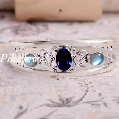 Tansanit & Labradorit Edelstein 925 Sterling Silber Manschette günstig Gesche... - Bild 1 von 4