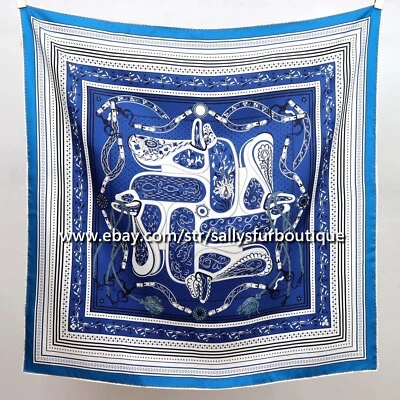 Sallys Boutique 14 Momme Sarga Seda Envoltura Bufanda Cinturón Estampado Cuadrado Mantón 35" Foto 1 de 4