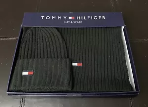 Set 2 pezzi cappello e sciarpa Tommy Hilfiger nuovo con etichette uomo taglia unica nero berretto GB2 - Foto 1 di 5