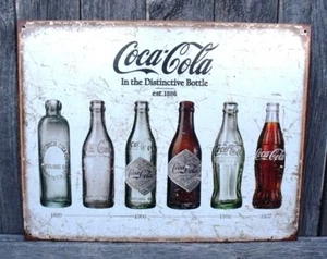 Schild Coca Cola Flasche Geschichte von 1889 bis 1957 Metall Neu Nostalgie 12 1/2 x16 Zoll - Bild 1 von 2