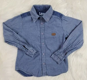 Lee Shirt Youth SZ5T Boys Kids Blue Polo Long Sleeve Button  - Picture 1 of 4
