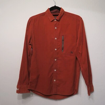 Burberry Black Label Rust Orange Corduroy Long Sleeve Shirt 2 S Zipper Pocket - Image 1 of 4