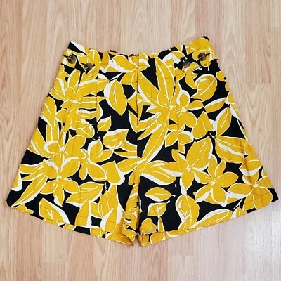 Who What Wear Bolsa de Papel Mezcla Lino Corto Cintura Alta Estampado Floral Boho Foto 1 de 4