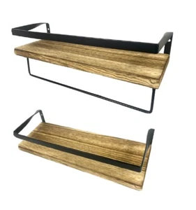 2er Set Schweberegal Wandregal AZANO Küchenregal Industrial Design Echtholz NEU - Bild 1 von 5