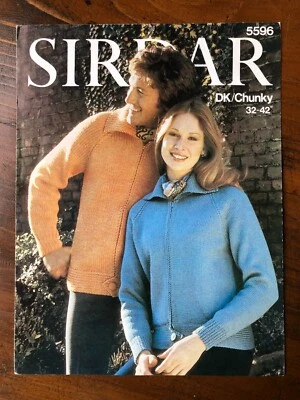 Sirdar 5596 knitting pattern unisex DK & chunky zipped raglan jacket with collar - Image 1 of 4