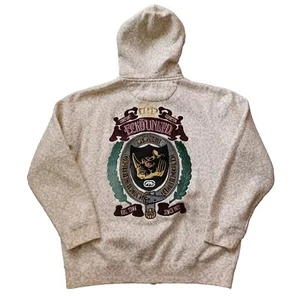 Vtg Ecko Unltd Hoodie Mens L Beige Full Zip Paisley Embroidered Logo Hip Hop Y2k - Picture 1 of 23