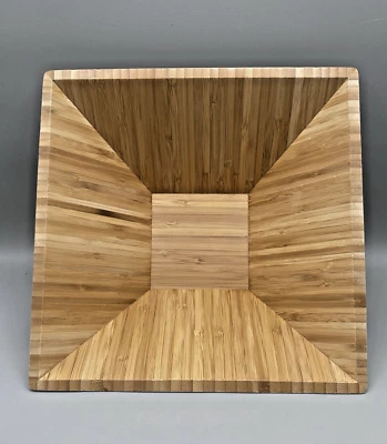 The Pampered Chef Large Bamboo 11” Square Salad Fruit Bowl 4"H - Image 1 of 4