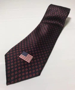 Stonehenge Mens Silk Necktie Neck Tie USA Flag Navy Maroon Polka Dot AA1 - Picture 1 of 6