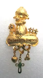 Broche Vintage Tono Dorado 3" Pin Dijes Precious Moments Lord is My Shepherd TMI - Imagen 1 de 3