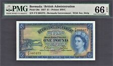 Bermuda 1957 One Pound QEII Pick-20c GEM UNC PMG 66 EPQ