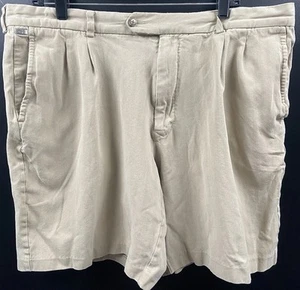 Tommy Bahama Pleated Front Shorts Mens Size 38 Silk Blend Beige Relaxed 9'' - Picture 1 of 7