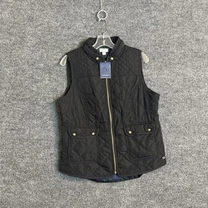 Crown & Ivy Womens Quilted Puffer Vest Size Large Black Zip Up Outdoor Fall New - Picture 1 of 10
