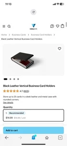 Vista Black Leather Vertical Business Card Holders - Picture 1 of 2