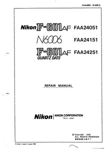 NIKON F601AF N6006 Camera Service Repair Manual & Parts List PDF READ - Picture 1 of 1