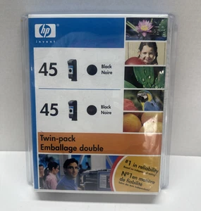 HP 45 Schwarz Doppelpack Original Tintenpatronen Ablaufdatum Versiegelt Neu Neu im Karton - Bild 1 von 3