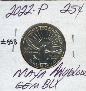 2022-P Maya Angelou Quarter Top Gem BU Auction #552 - Picture 1 of 2