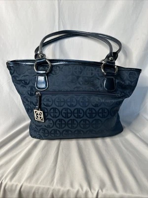 Giani Bernini Purse Blue Monogram Handbag Satchel Shoulder Bag Organizer - Image 1 of 4