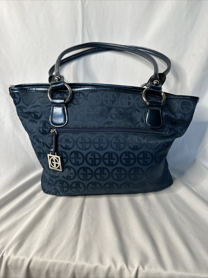 Giani Bernini Purse Blue Monogram Handbag Satchel Shoulder Bag Organizer - Image 1 of 4