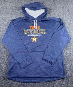 2015 Houston Astros MLB Playoffs Hoodie Majestic ThermaBase Large Blue - Picture 1 of 7