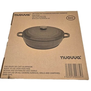 Nuovva 4 Qt NEW Red Casserole Dish Pot Cast Aluminum Non-Stick Induction Bottom - Picture 1 of 10