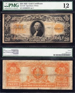 VERY NICE Bold Fine 1922 $20 GOLD CERTIFICATE! PMG 12! FREE SHIPPING! 609391 - Picture 1 of 3