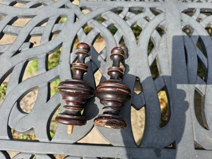 4 3/4" nearly Pair of antique clock finials, nice old varnish clockmakers spares - Picture 1 of 14