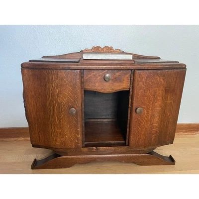 1920's French Art Deco Oak Night Stand with Marble Top  - Image 1 of 4