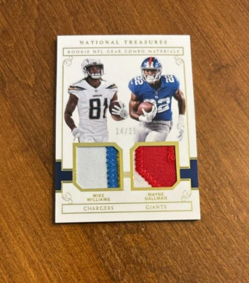 Mike Williams Gallman 2017 Treasures Dual Rookie Patch Clemson Chargers /25 RC - Image 1 of 2