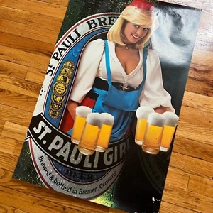 Vintage St Pauli Girl Pinup Model German Beer Poster 1985 Good Condition - Picture 1 of 9