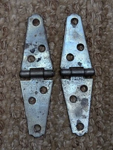 Pair Of 1" x 3 3/4" Antique Steel Cabinet Door Hinges - Picture 1 of 4