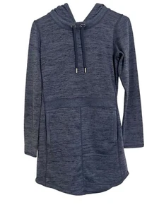 Athleta Pullover Kleid Tunika Gr. XS Techie blau meliert Kapuze Langarm - Bild 1 von 8