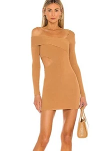 NEW NBD Anora Sweater Dress in Camel REVOLVE Ribbed Cutout XL Stretch Bodycon - Picture 1 of 12