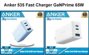 Anker 535 Fast Charger GaNPrime 65W PPS 3-Port Compact Foldable Wall Charger/NEW - Picture 1 of 15