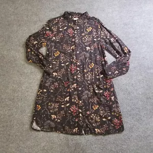 Fat Face Dress Women Size 10 Black Floral Button Front Long Sleeve Casual Career - Picture 1 of 11
