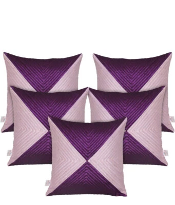 Handmade Striped Patch Quilted   Polyester Cover Case Home Sofa Decor 16" X16" - Image 1 of 4