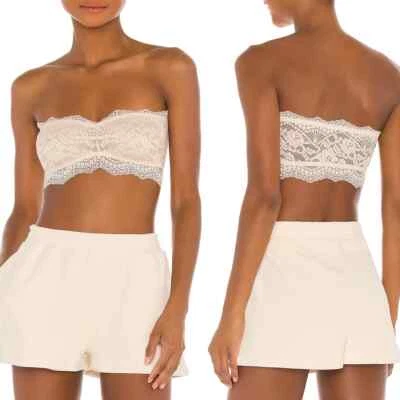 Free People Lacey Looks Bandeau Strapless Bralette Sand Nude Size Small NEW - Image 1 of 4