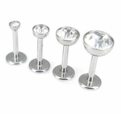 Threadless Clear CZ Cartilage Ring Nose Earring Tragus Helix 6-8mm Rings 18G 16G - Image 1 of 3