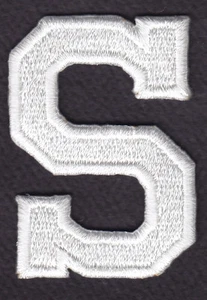 WHITE BLOCK LETTER "S" (1 7/8") - Iron On Embroidered Applique Patch - Picture 1 of 2