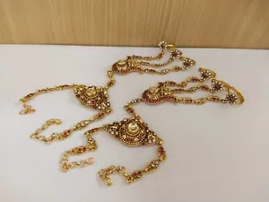 Joyería India Hath Punja Bollywood Étnico Enchapado en Oro Pulsera con Anillos - Imagen 1 de 1