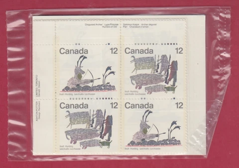 CANADA SEALED PLATE BLOCKS 750-751 INUIT ARCHER/ HUNTERS OF OLD, SEE DESC Cover