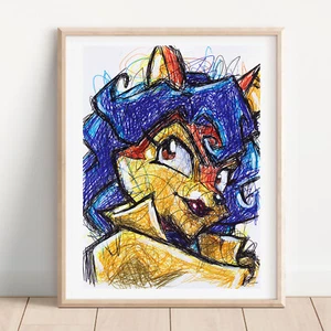 Carmelita Ballpoint Pen Print, Sly Cooper Art Poster - Picture 1 of 3