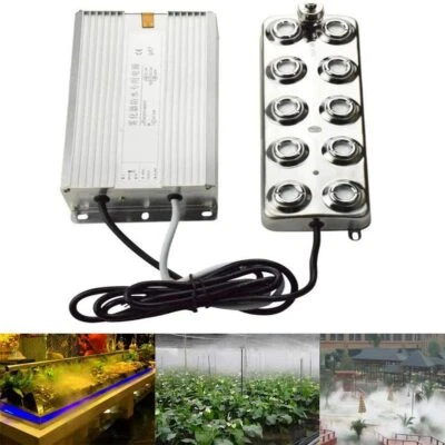10 Head Ultrasonic Mist Maker Fogger Machine with Waterproof Power Supply 110V - Image 1 of 4