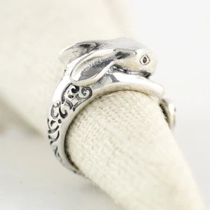 Vintage Rabbit 925 Sterling Silver Open Adjustable Ring A3708 - Picture 1 of 9