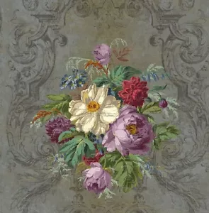 Bouquets of Flowers on a Neo-Classical Background Wallpaper by Wallquest LB31108 - Picture 1 of 1