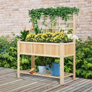 Wooden Planter Box Flower Shelf Indoor Outdoor Garden Decor Planter Pot - Picture 1 of 6