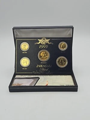 1999 24kt Gold Plated US Mint Proof  5 Coin Set - Image 1 of 4