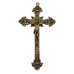 Antique 19th Century Bronze Jesus Crucifix Figure – Ornate Religious Figurine - Picture 1 of 7